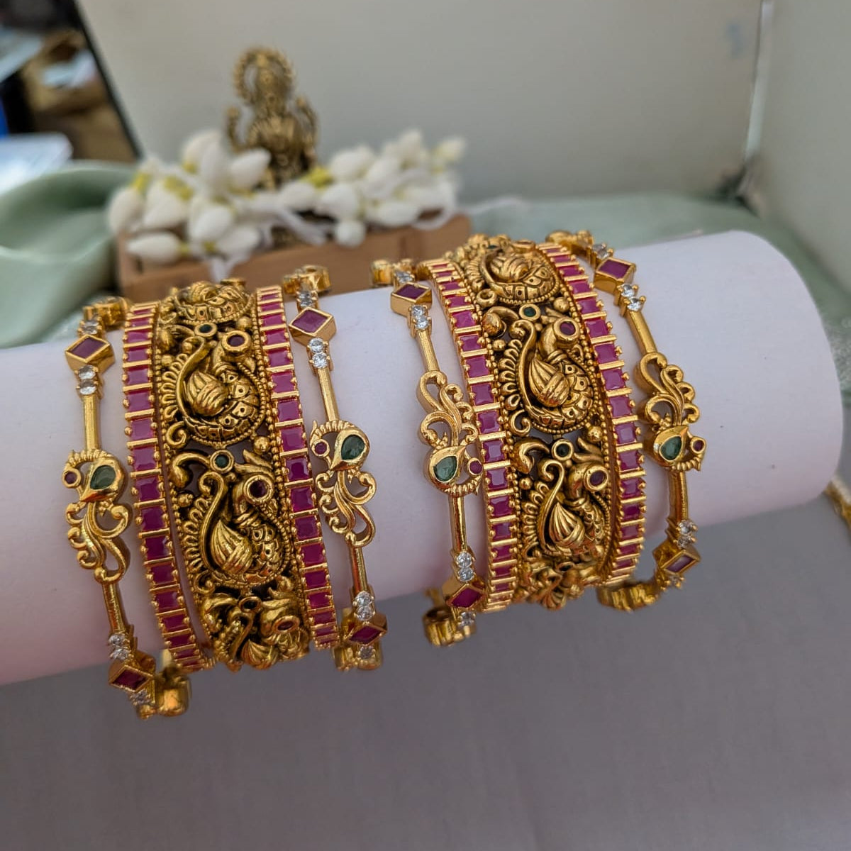 Antique Nakshi Work Peacock Bridal Bangle