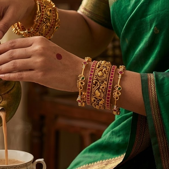 Antique Nakshi Work Peacock Bridal Bangle
