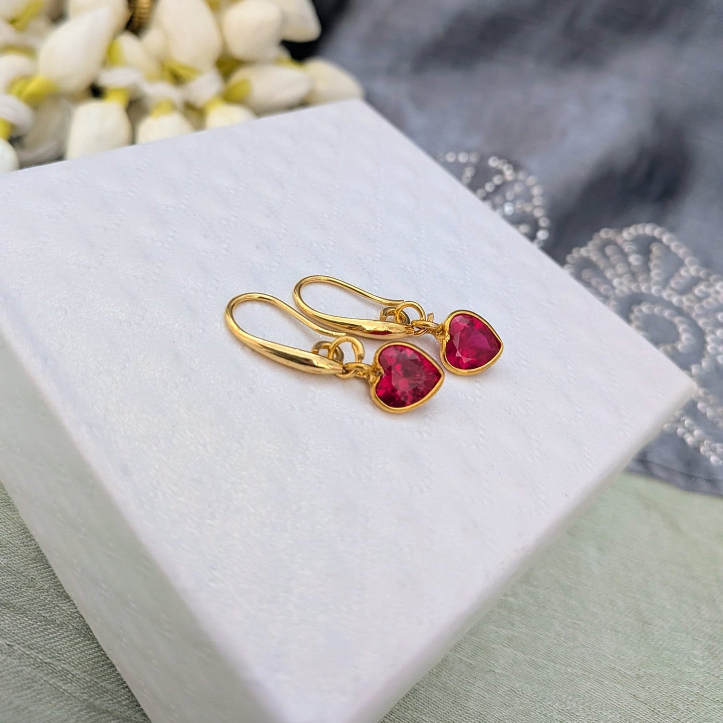 Polki stone hook earring