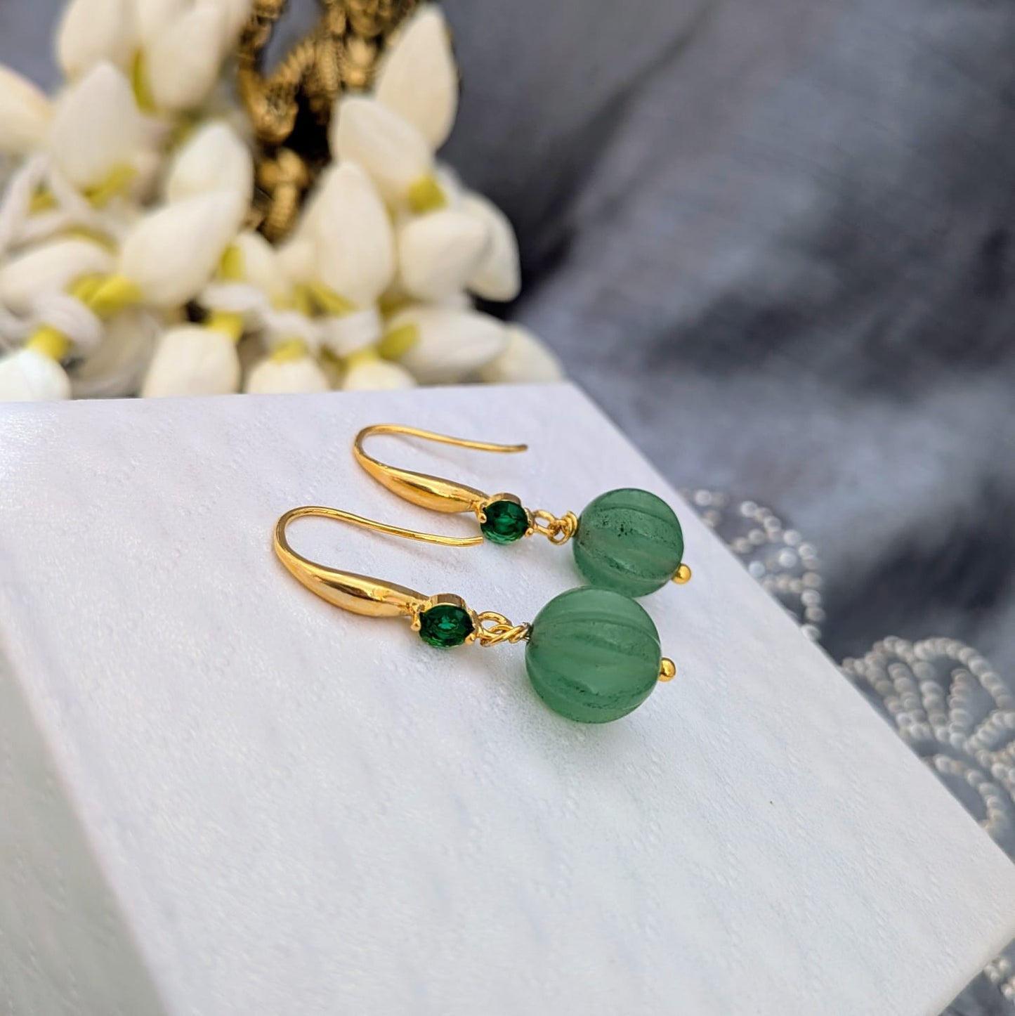 Pumpkin beaded drop earring dangler