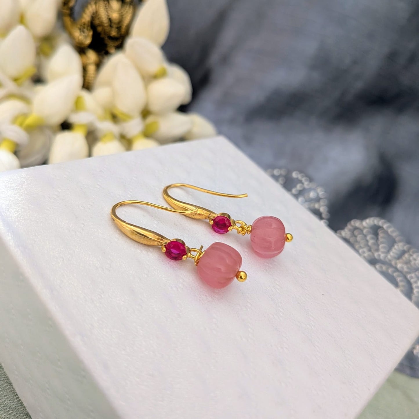 Pumpkin beaded drop earring dangler