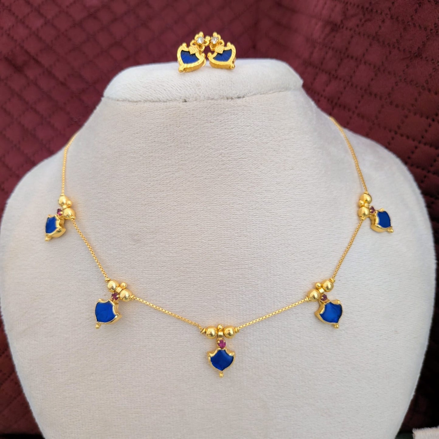 Kerala palaka invisible blue Necklace set