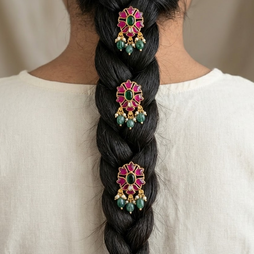 Hair accessory - Jada billa Jadau kundan set of 3