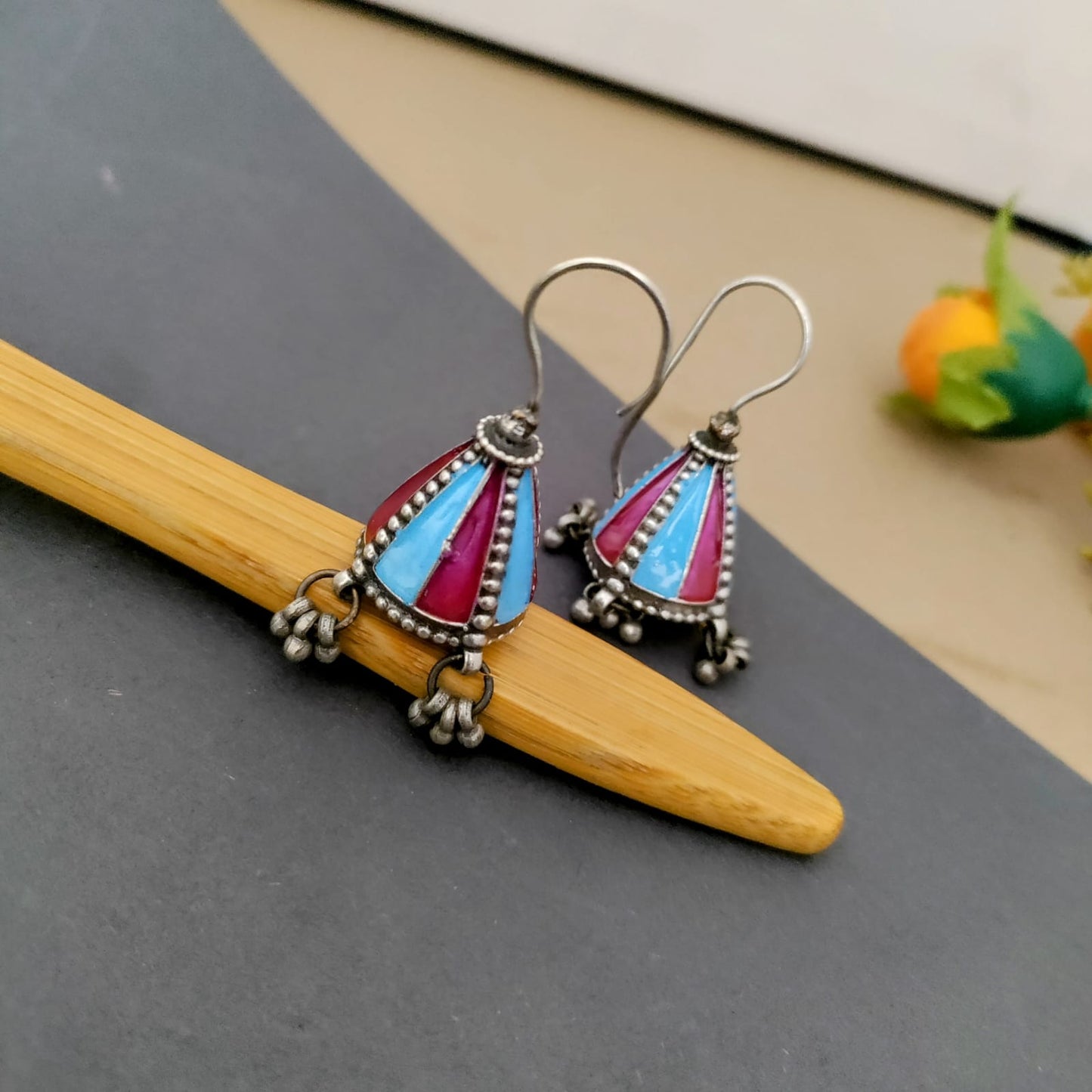 Hook jumka painted earring