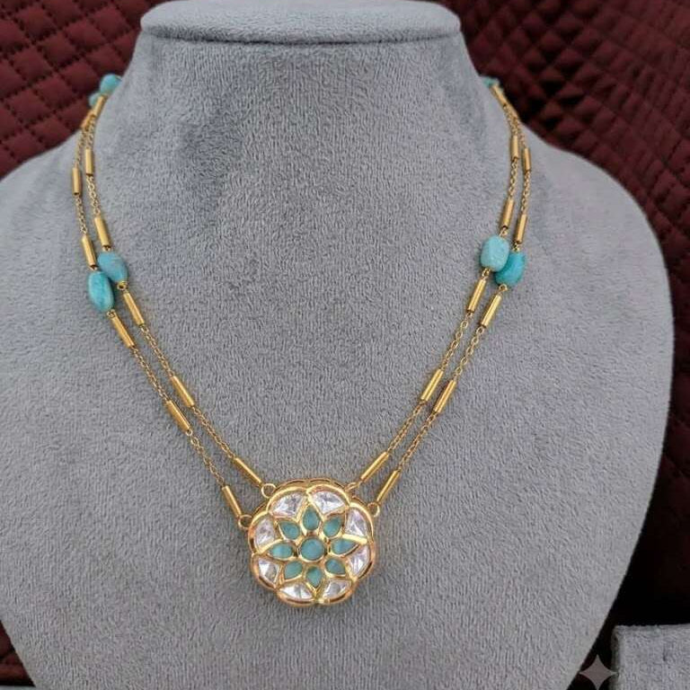 2 layered  aqua blue necklace