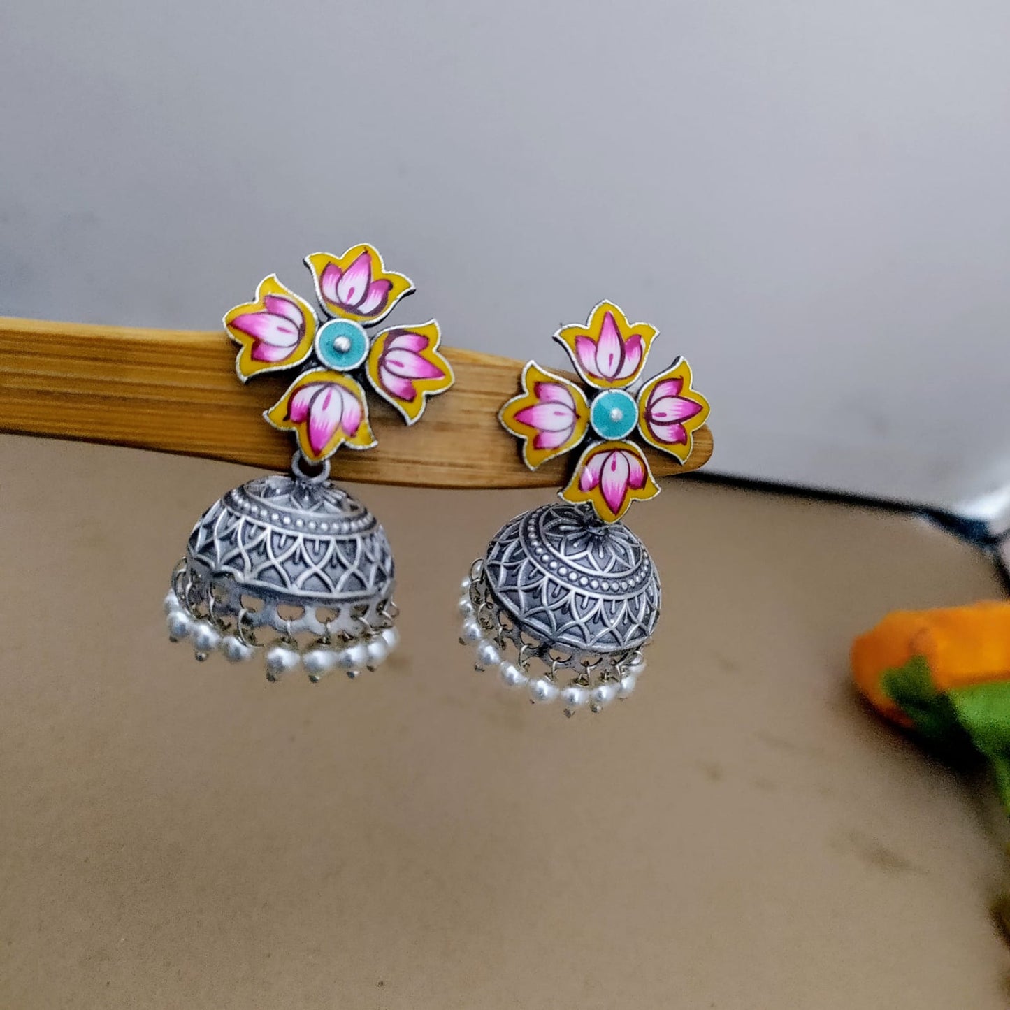 Drop painted earring