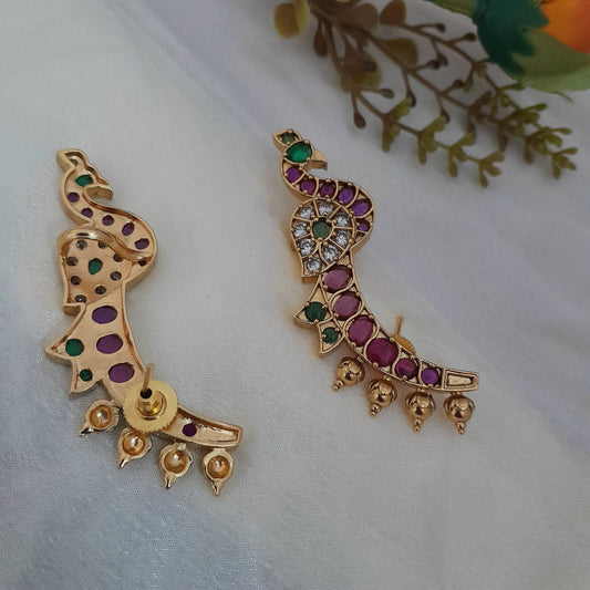 Peacock earcuff earring