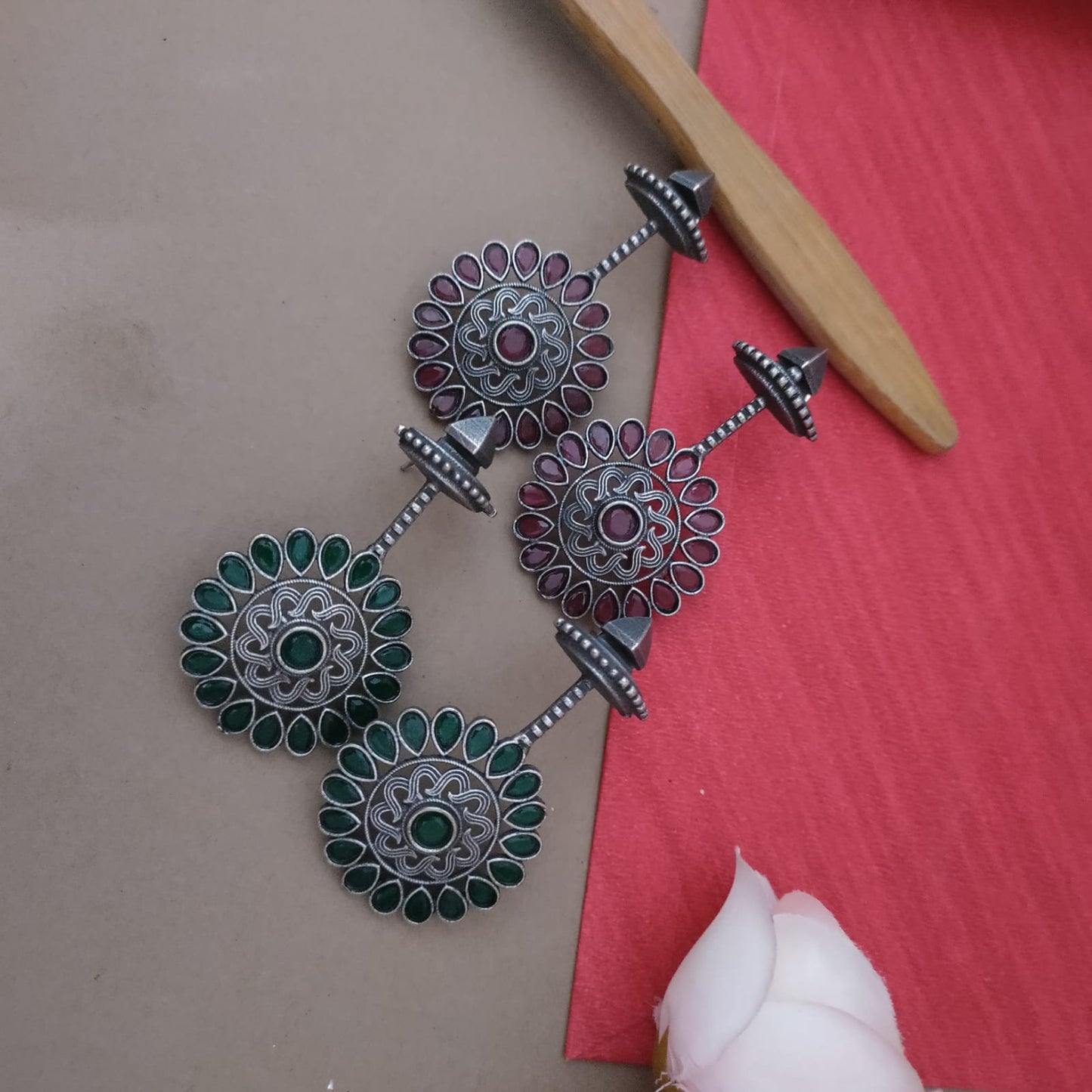 Long stone SLA earring