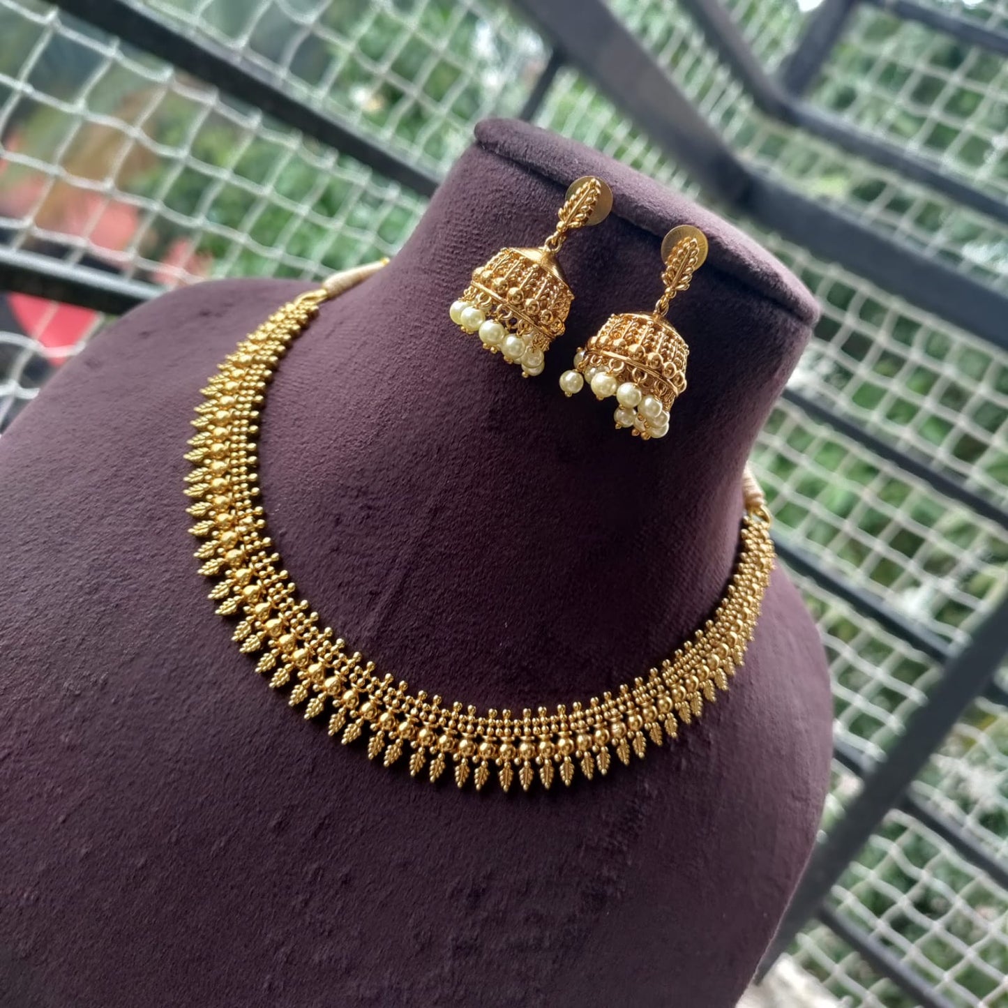 Antique Gold look alike mulla mottu necklace set