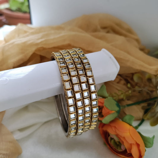 Kundan Bangles  set of 4 - Square big