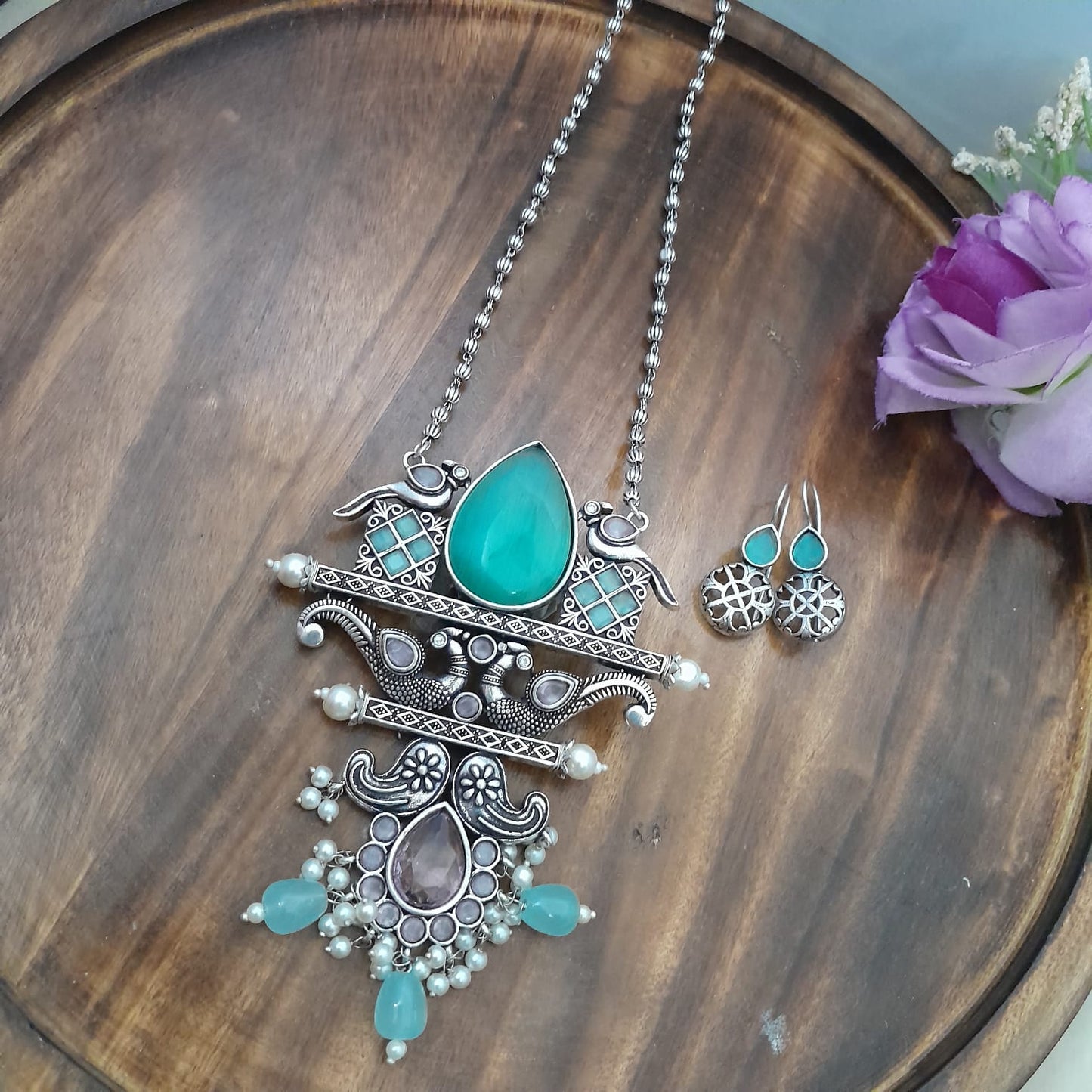 Peacock pendant with chain