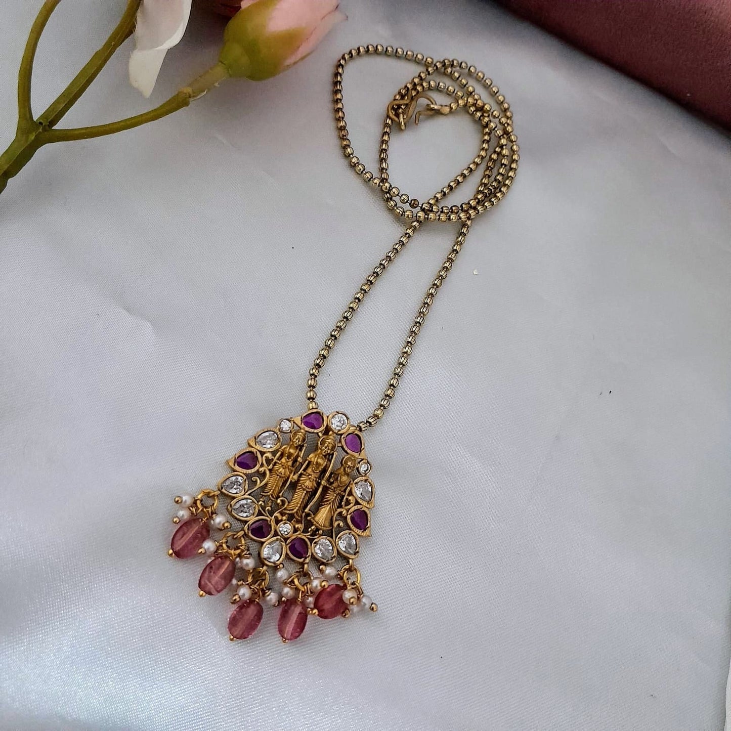 3 leyar pearl long chain set