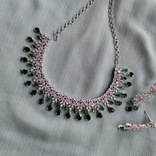 Semi bridal CZ stone necklace