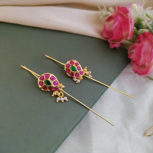 Jadau Kundan Needle Ear Cuff/Bugadi - Mango