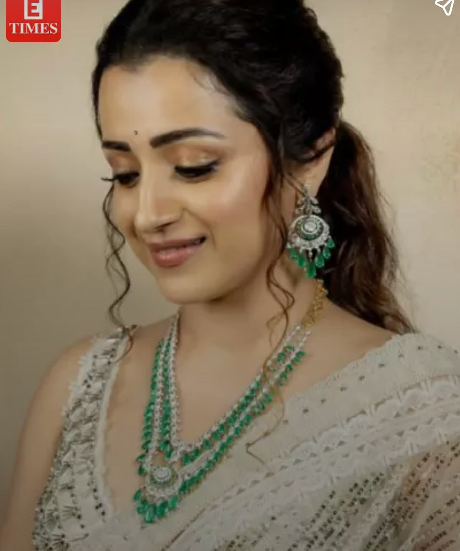 Moissanite Two layered bridal necklace set