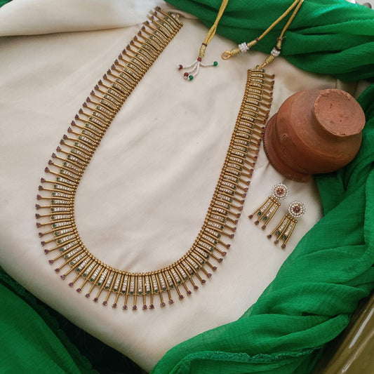 Mulla mottu with stone studded Long Necklace