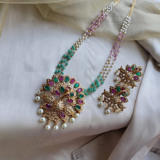 Peacock pendant Long Necklace