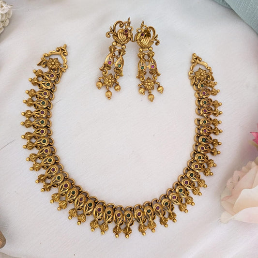 Peacock golden necklace set