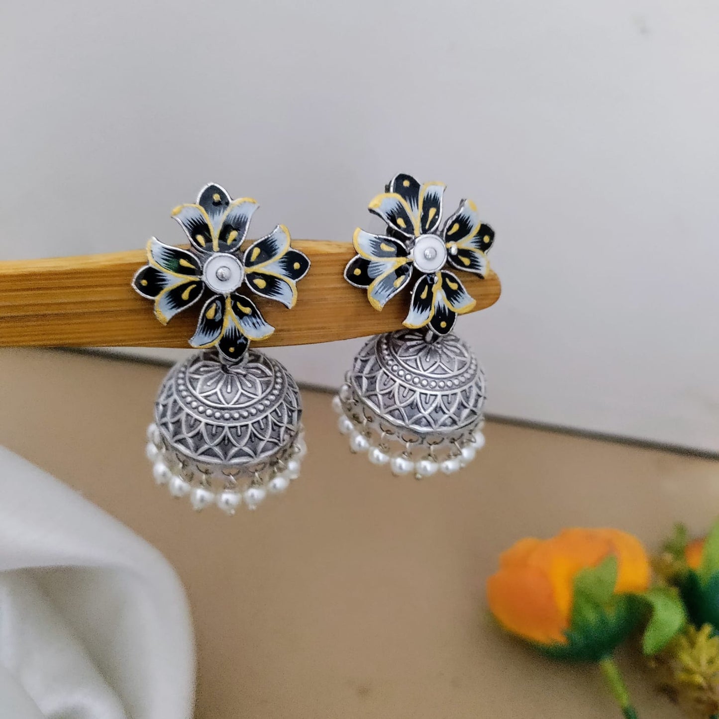 Drop painted earring