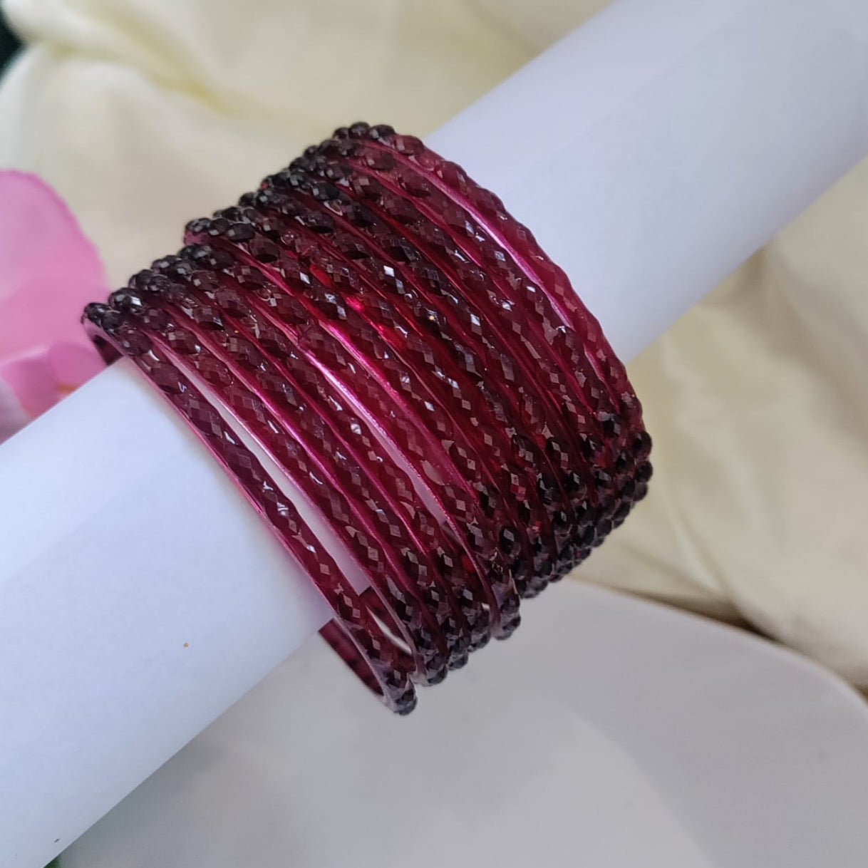 Raindrop Glass Bangles Plain - Crystal cut