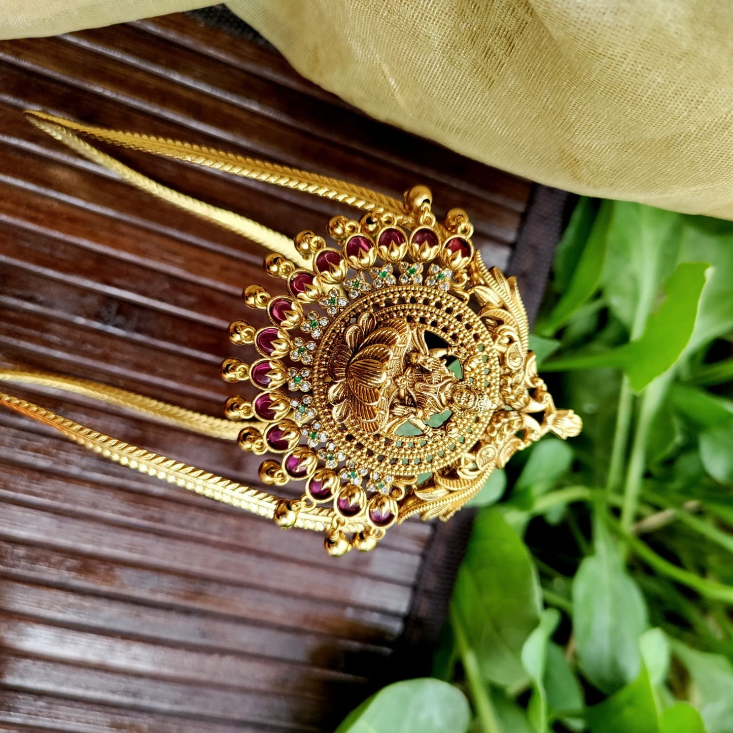 Lakshmi design with kemp stone armlet - Bridal