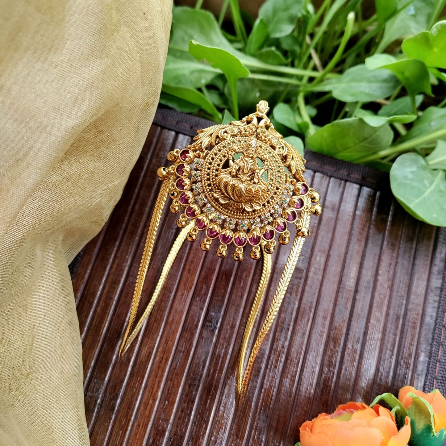 Lakshmi design with kemp stone armlet - Bridal
