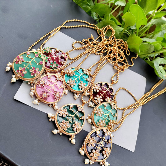 Drop shaped Exclusive Kundan work pendant chain