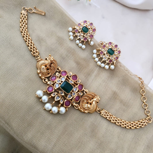 Peacock semi bridal chocker set