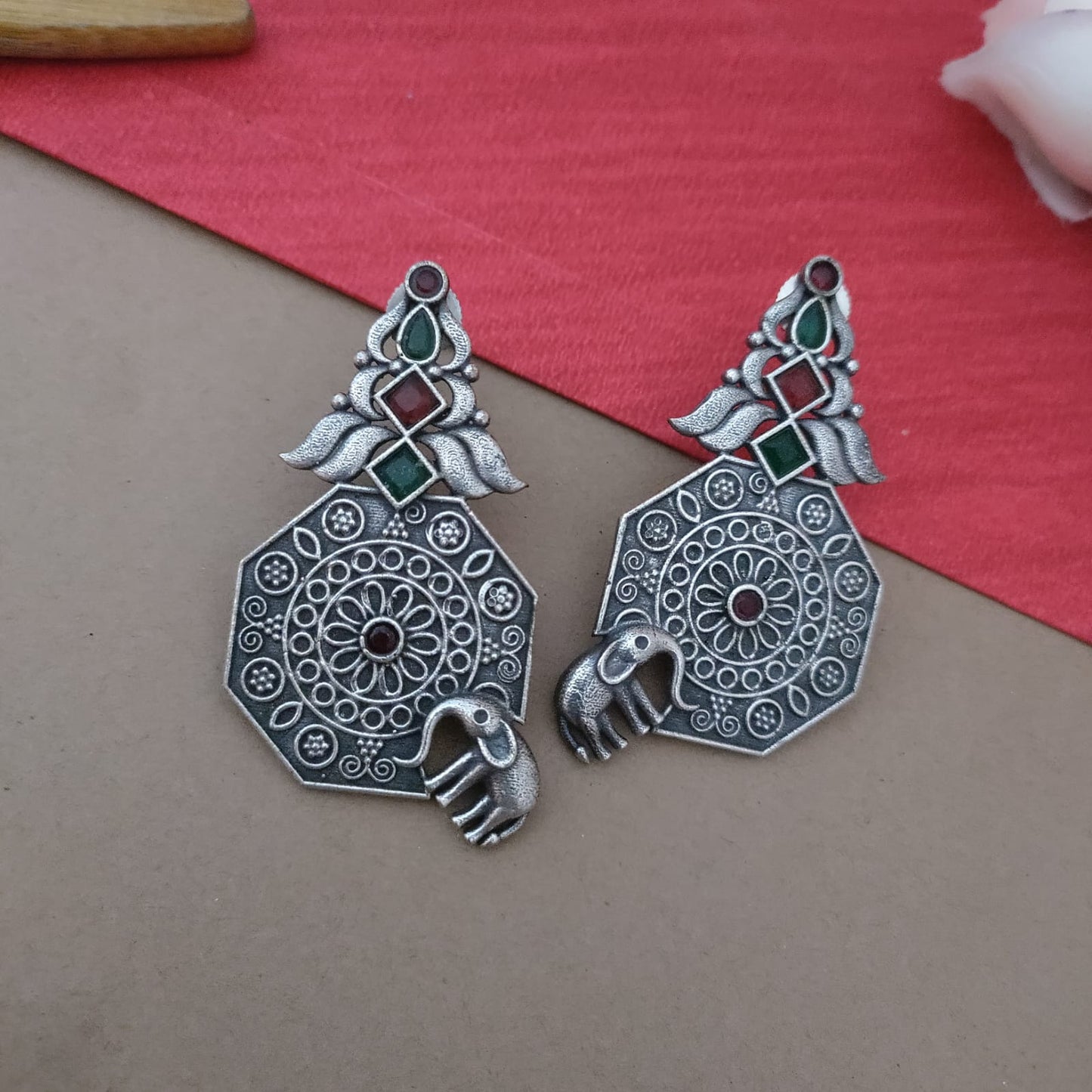 Elephant stone earring