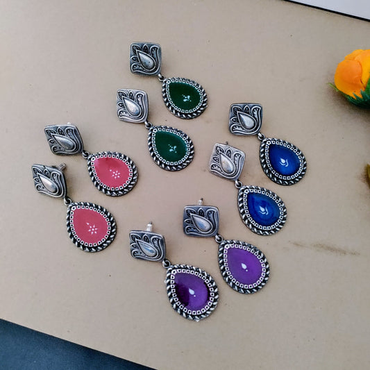 Flower painted peacock jumka