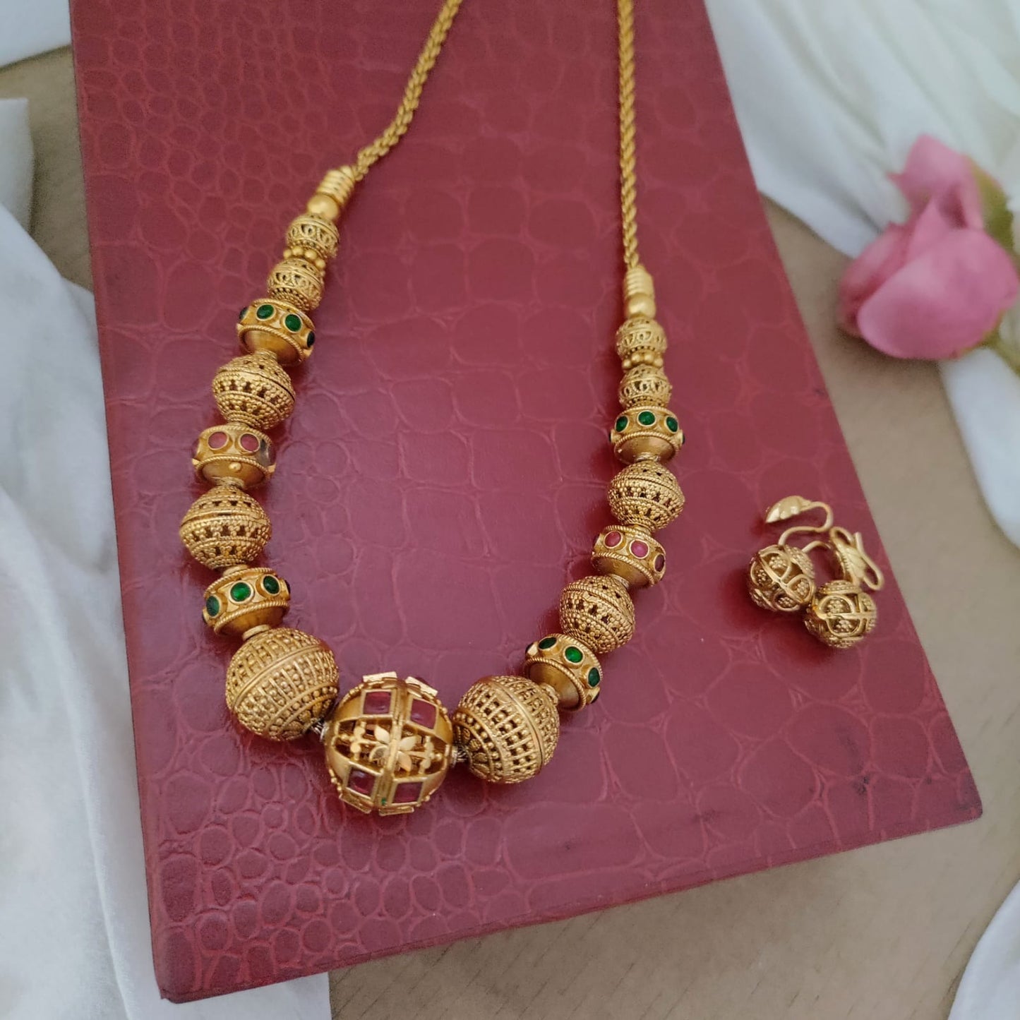 Ball shaped beads long necklace