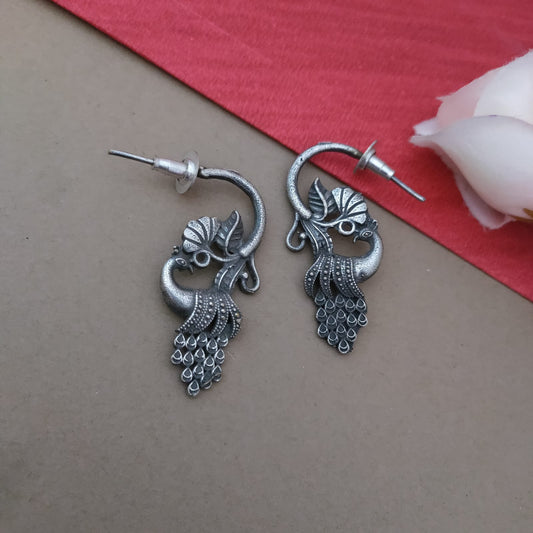 Peacock  leaf sla earring
