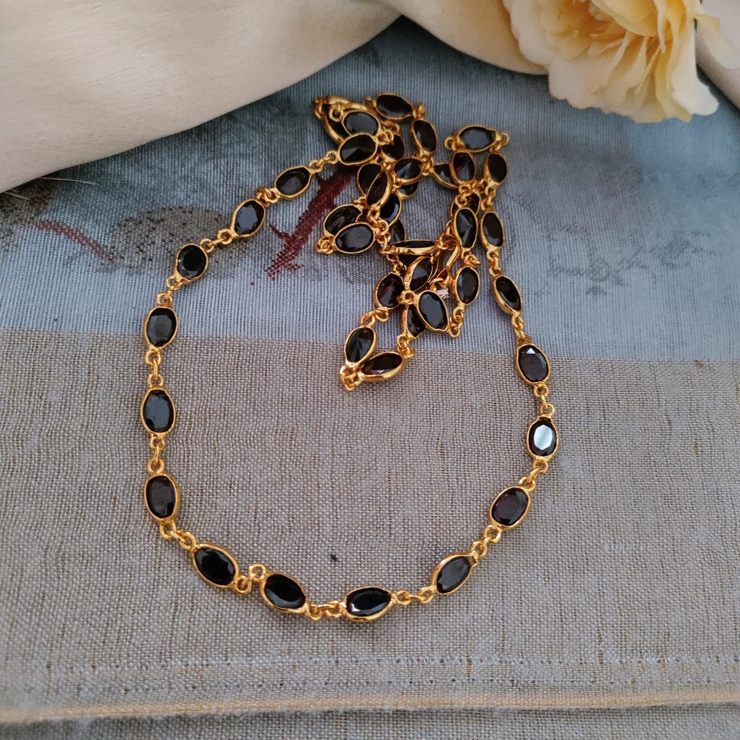 Black stone studded stylish Long Necklace