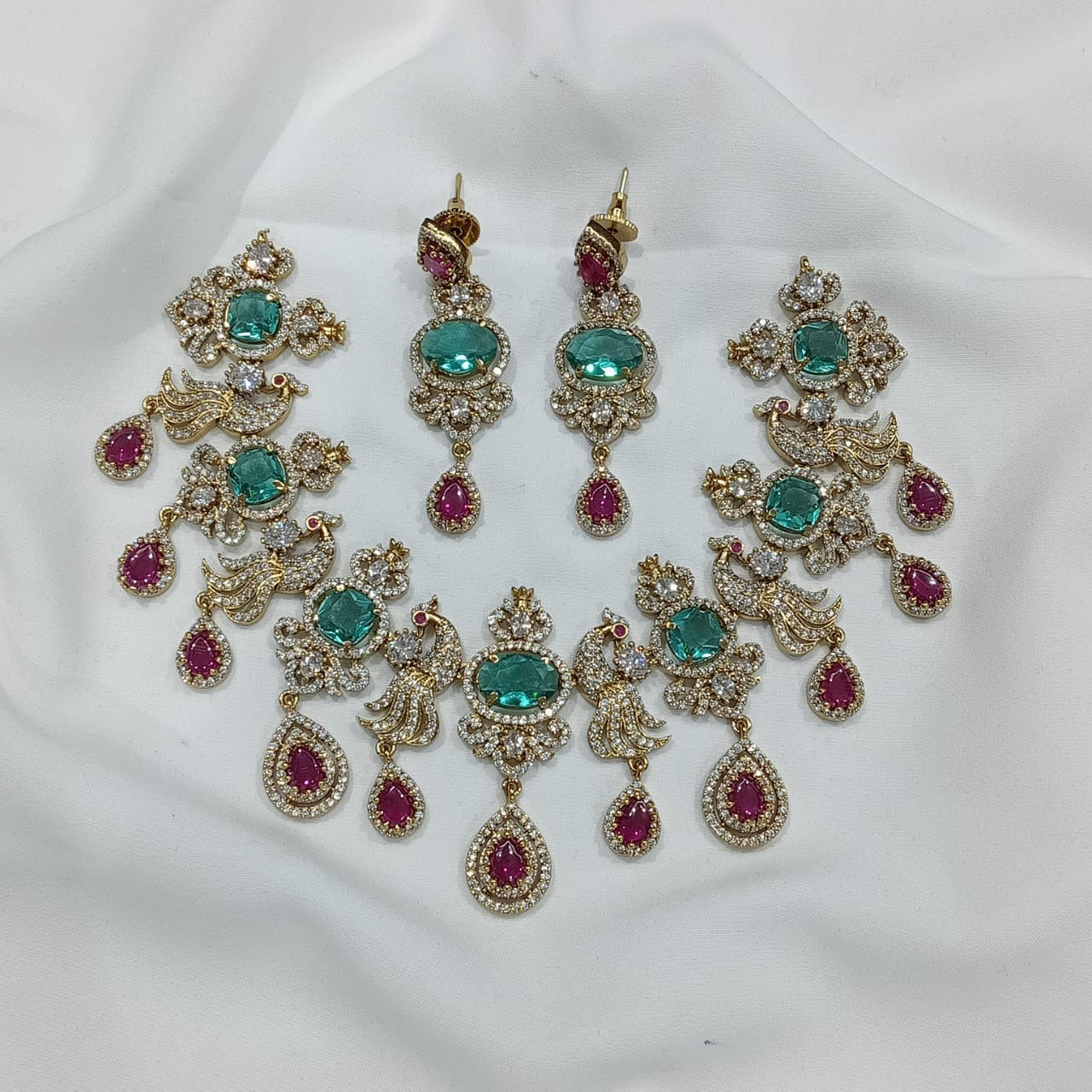 Victorian finish Aqua blue necklace set