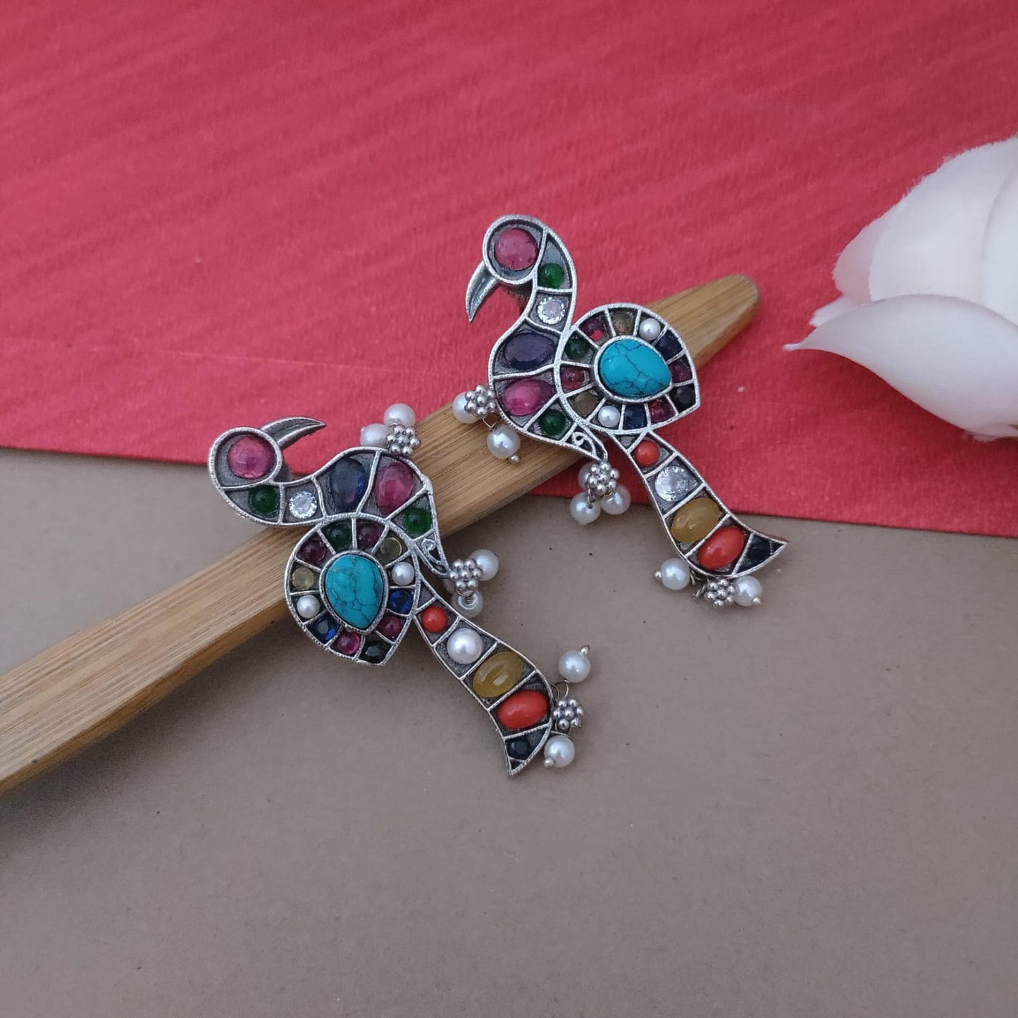 Peacock bird stone earrring