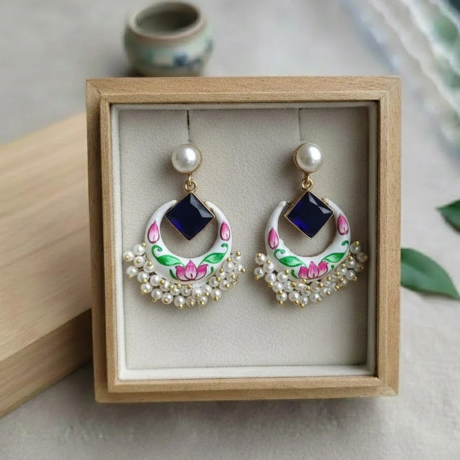 Painted stone earring