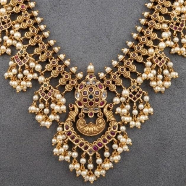 Ruby kemp stone pearl long set