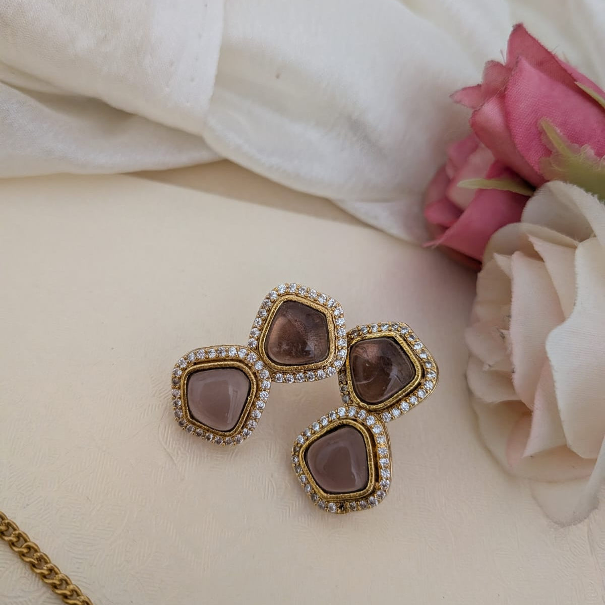 Purple stone ad necklace set