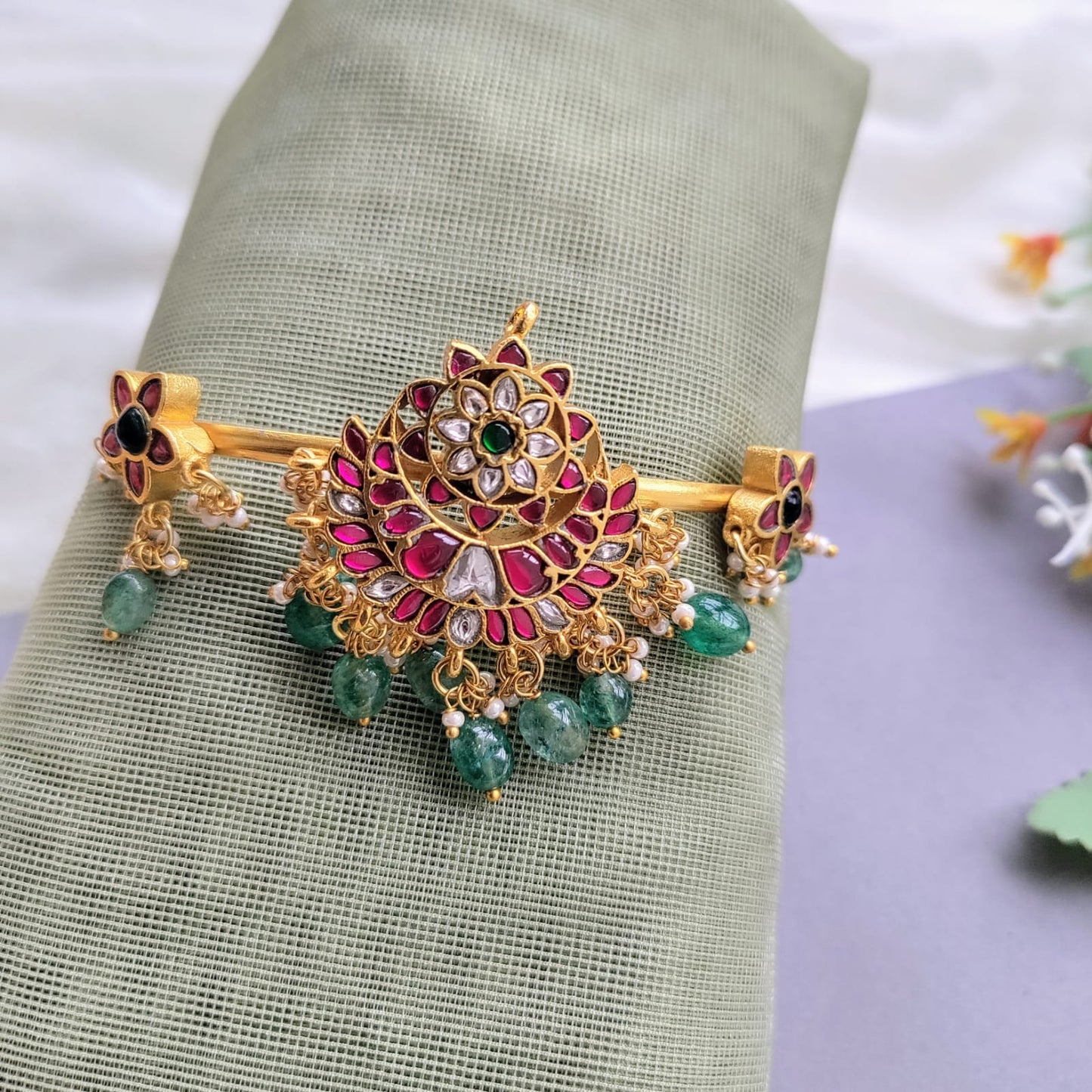 Jadau kundan floral armlet/Vanki/Bajuband