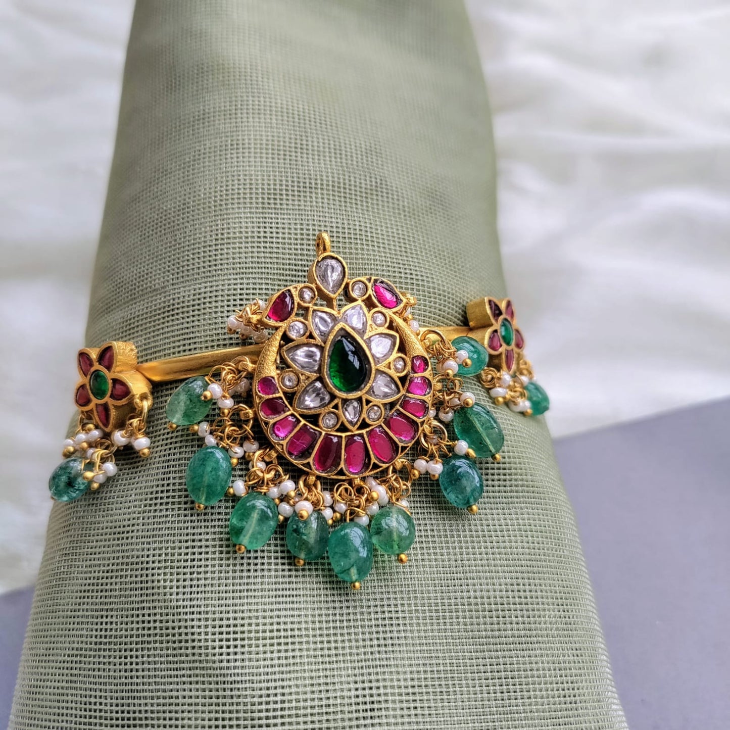 Jadau kundan floral armlet/Vanki/Bajuband