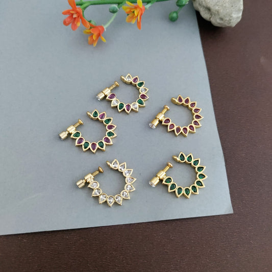 Round simple Nath Nosepin CZ stone Peacock