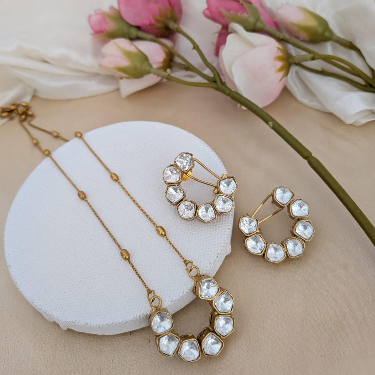 Kundan stone chain set