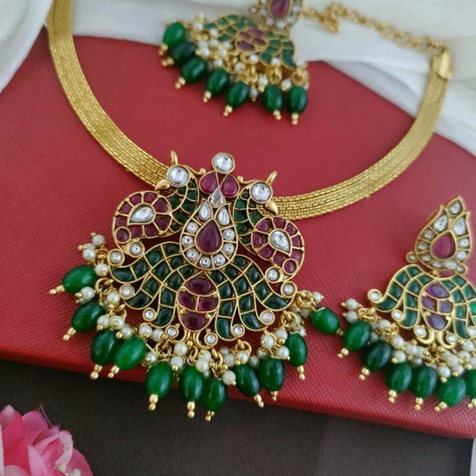 Peacock kemp stone hasuli set