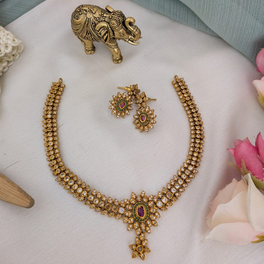 AD white stone necklace set