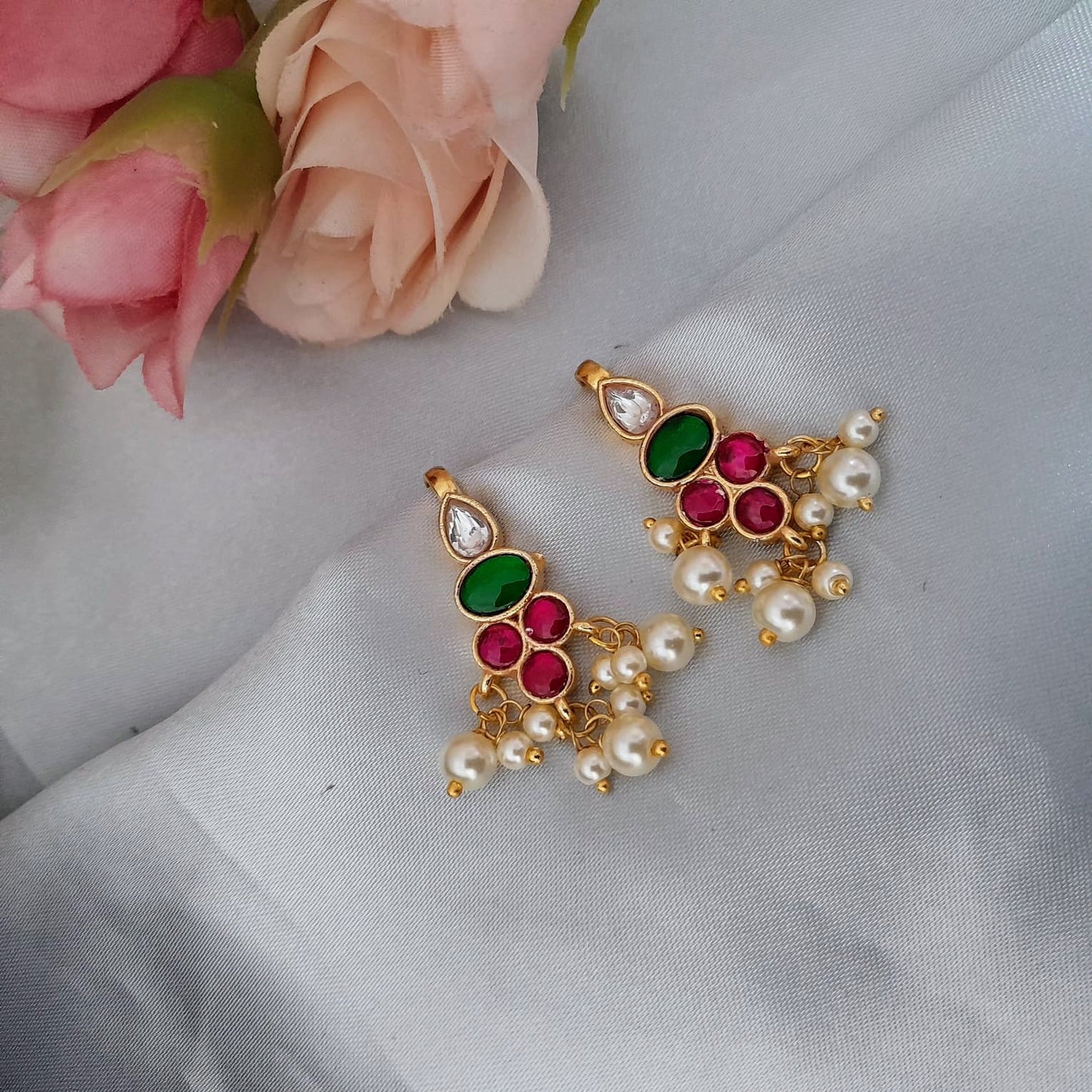 Long Floral design Jadau earcuff/Bugadi
