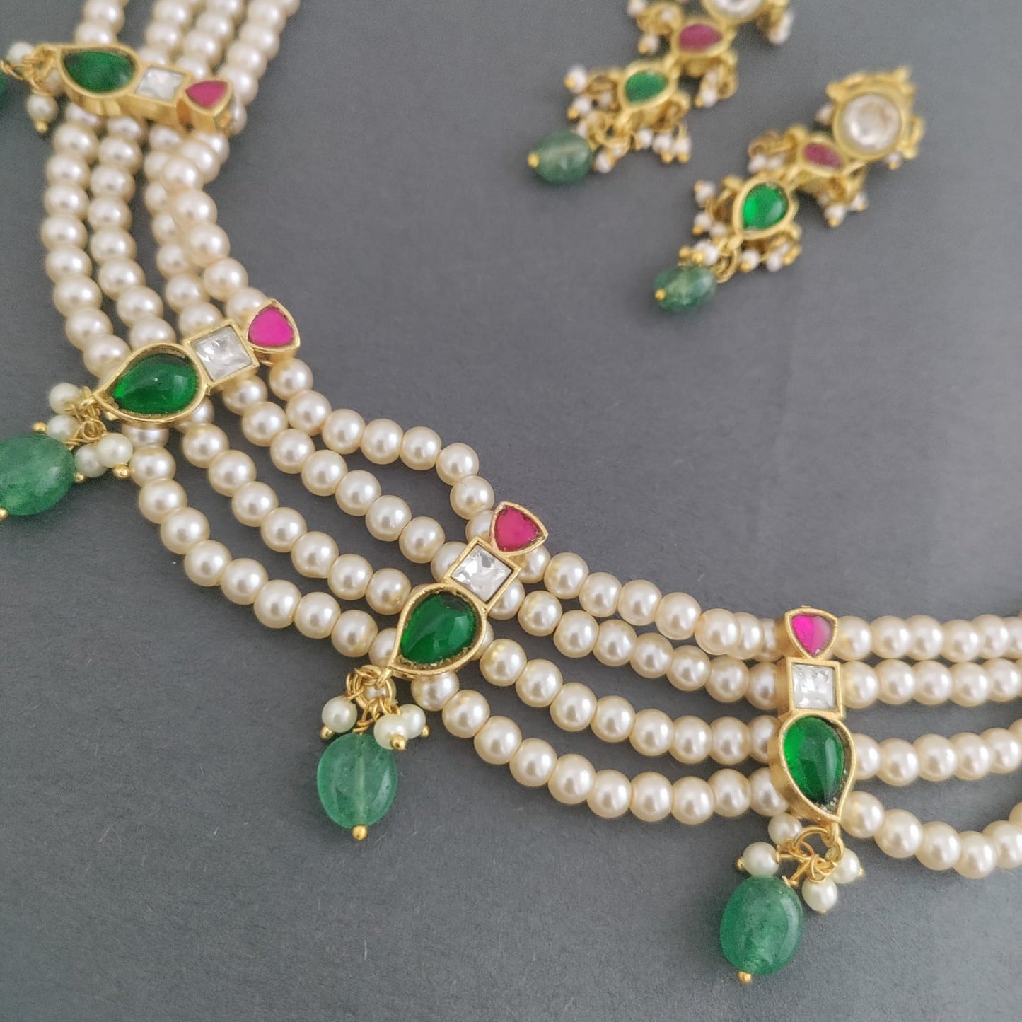 Four layer pearl necklace