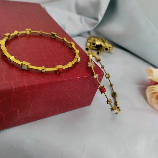 Antique gold finish Navratna bangle