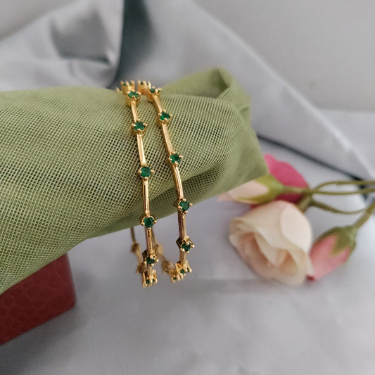 Small green stone studded bangle
