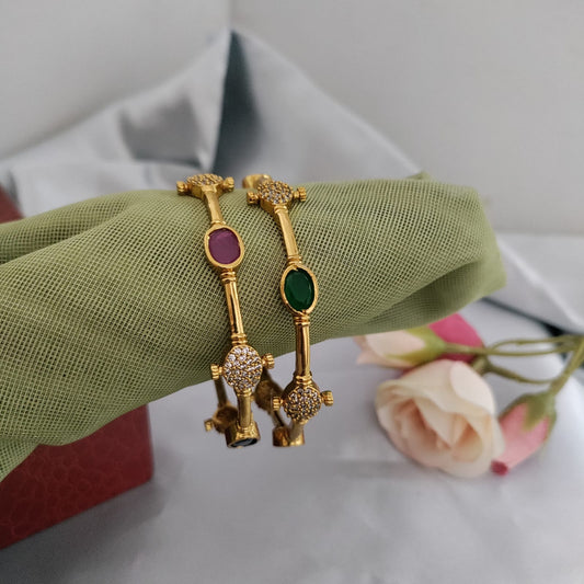 Navratna stone studded CZ bangle