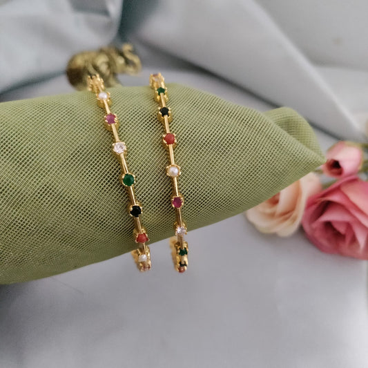Sleek Navratna stone studded bangle
